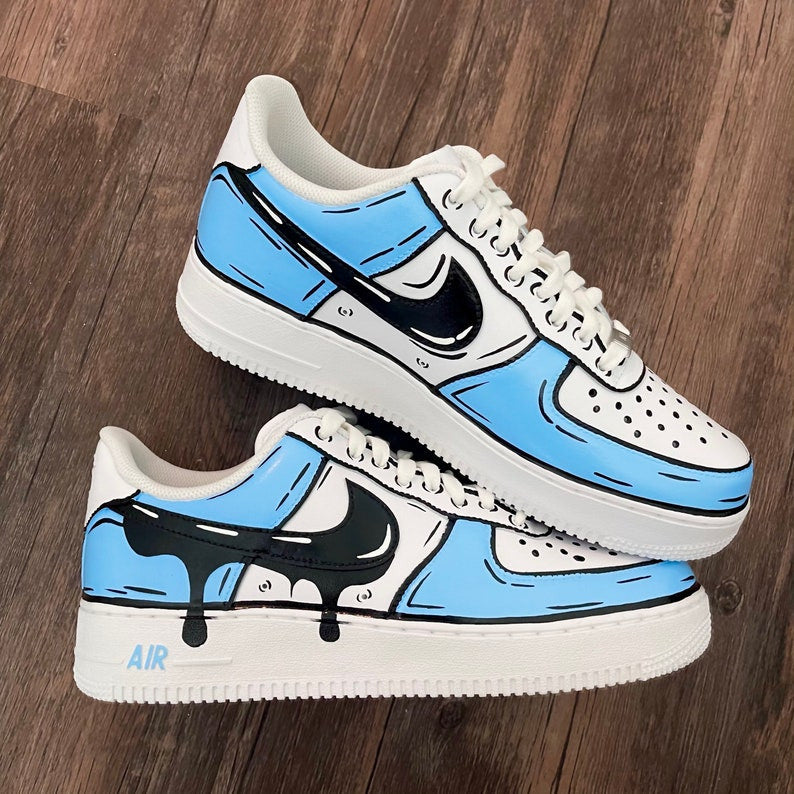 Custom Sneaker Cartoon Blue Drip