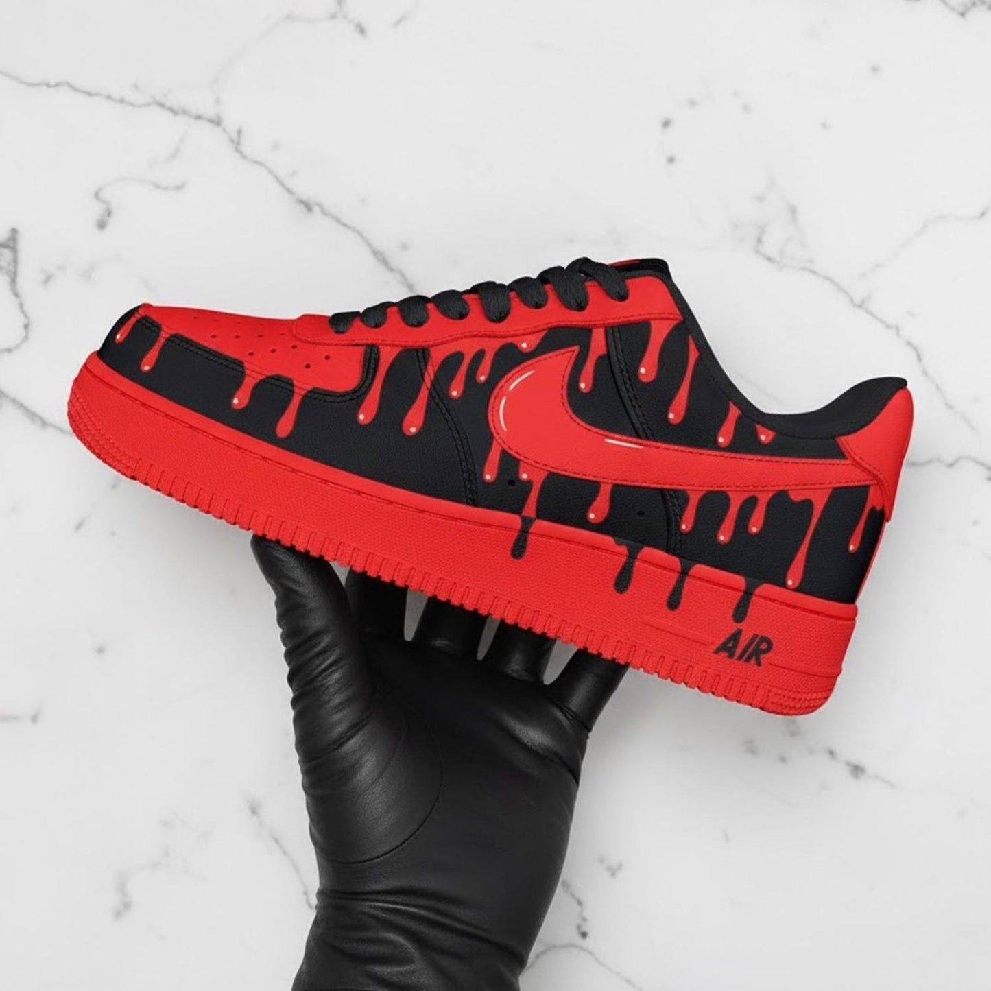 Custom Sneaker Red Black Drip