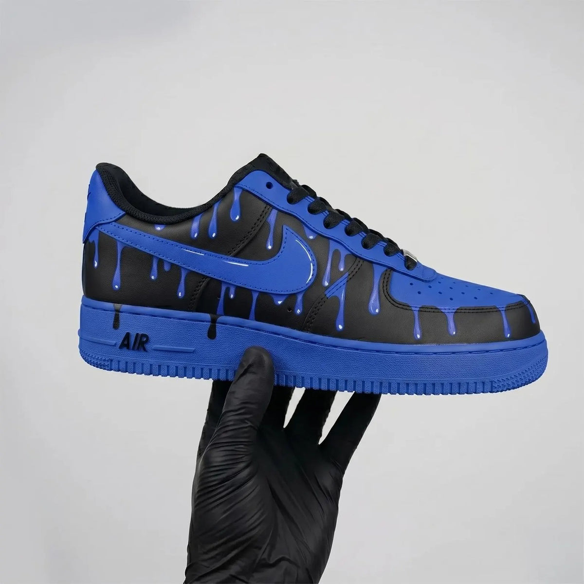 Custom Sneaker Black Blue Drip Trend