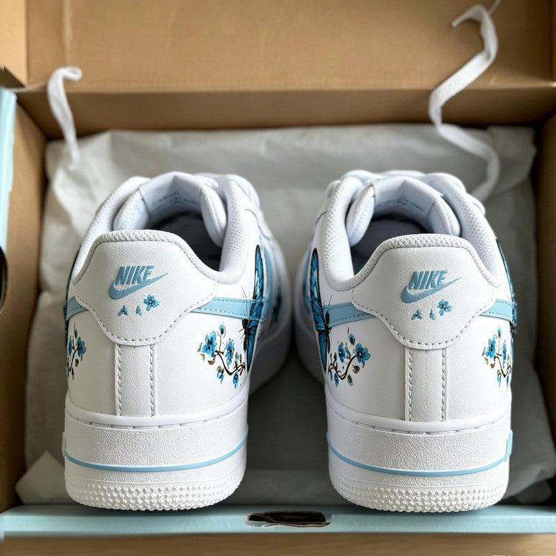 Custom Sneaker Air Force Blue Butterfly