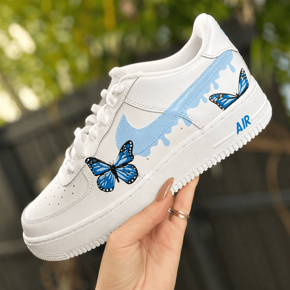 Custom Sneaker Blue Butterfly Drip