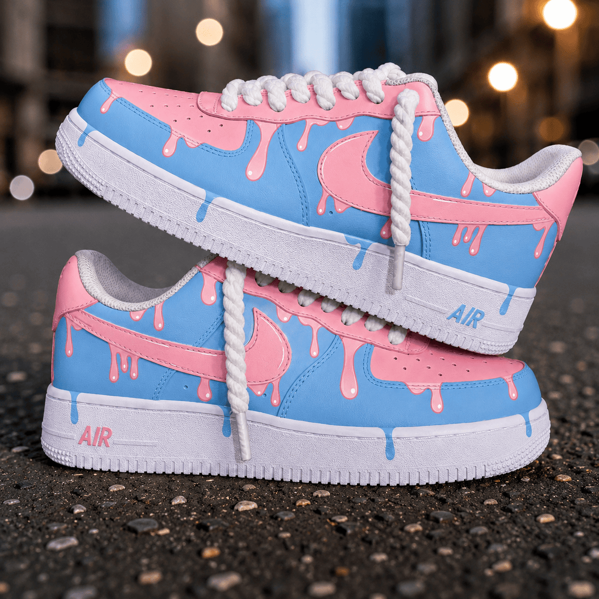 Custom Sneaker Pink & Blue Drip