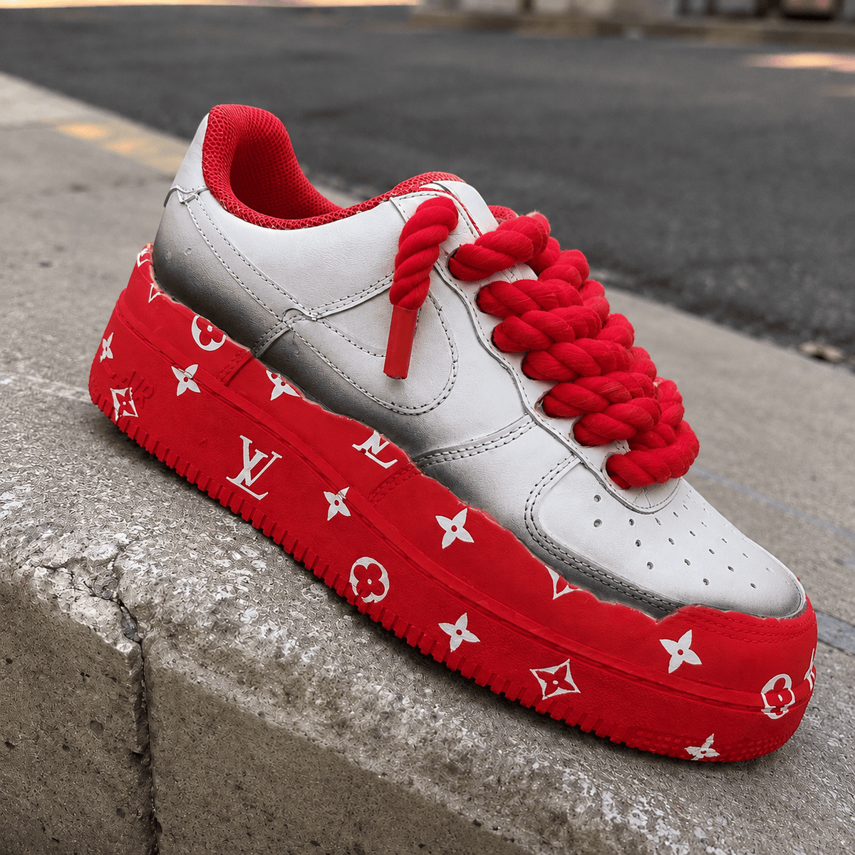 Custom Sneaker Red Smoke Rope Lace
