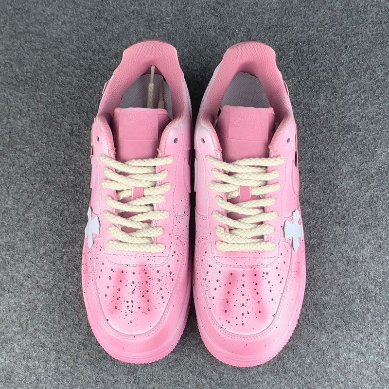 Hand Painted Pink Cross Custom Air Force 1 Sneakers