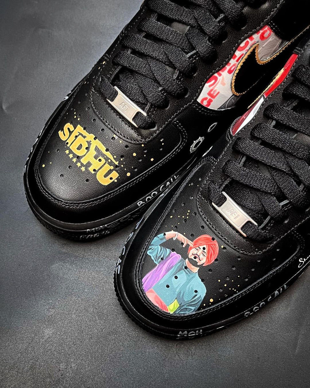 Cartoon Role Red Black Yellow White Font Custom Air Force 1