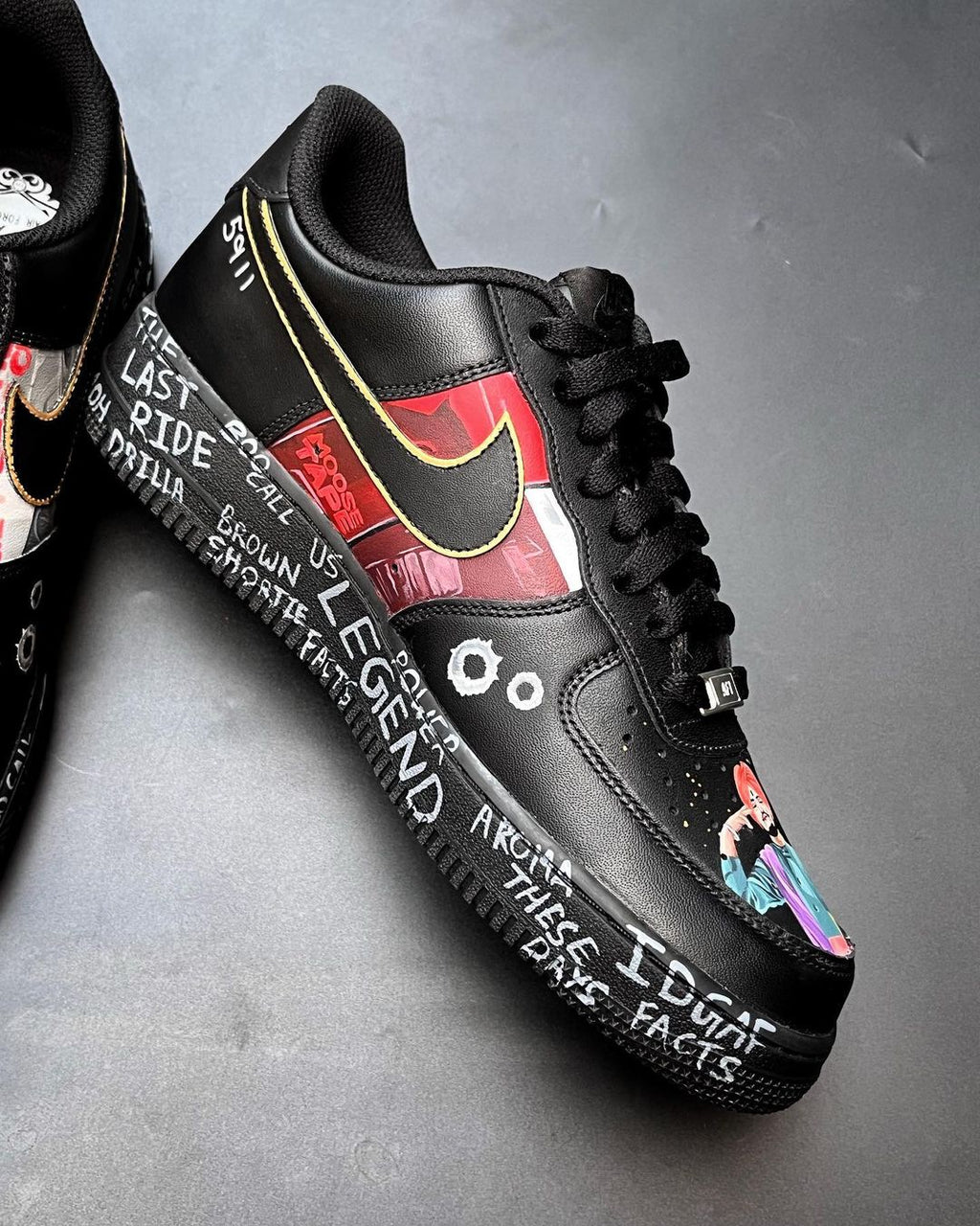 Cartoon Role Red Black Yellow White Font Custom Air Force 1