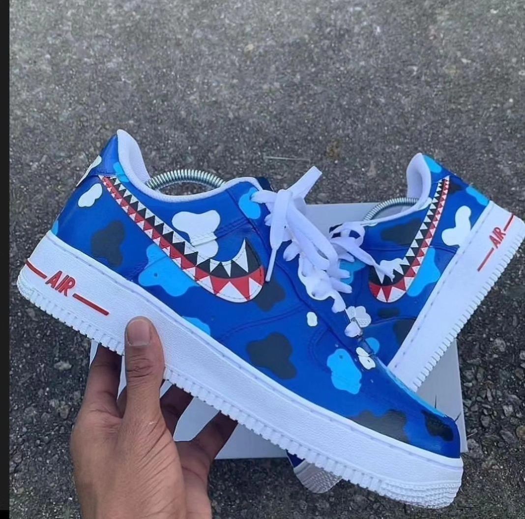 Blue Sea Shark Custom Nike Air Force 1
