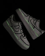 Black Green Florescent Light Font Custom Air Force 1