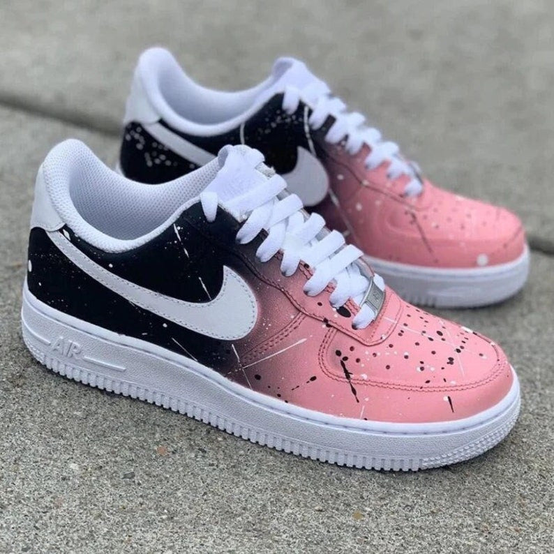 Custom Sneaker Pink and Black Faded