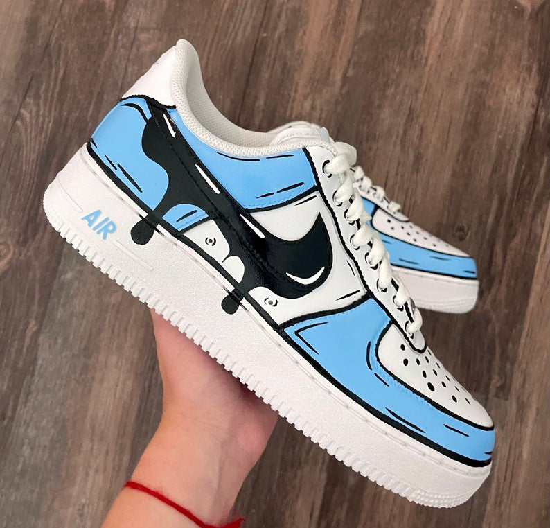 Custom Sneaker Cartoon Blue Drip