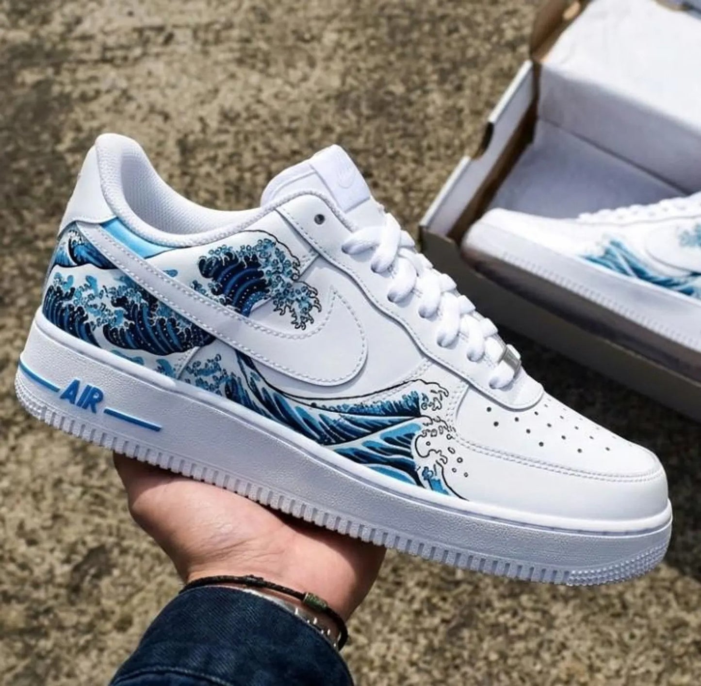 Custom Sneaker Hand Painted Waves
