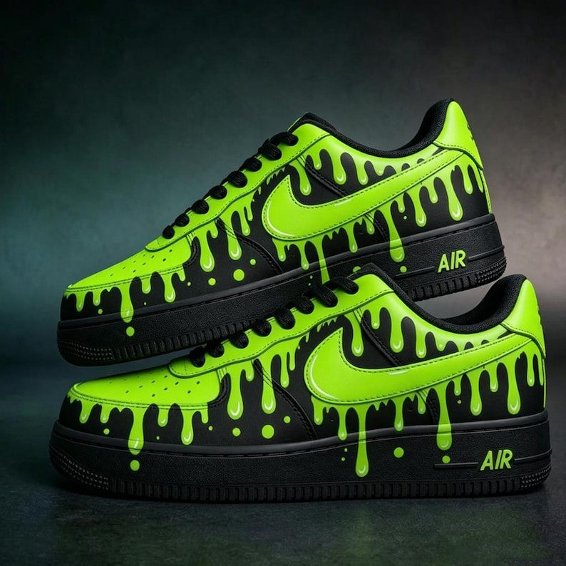 Custom Sneaker Neon Green Drip