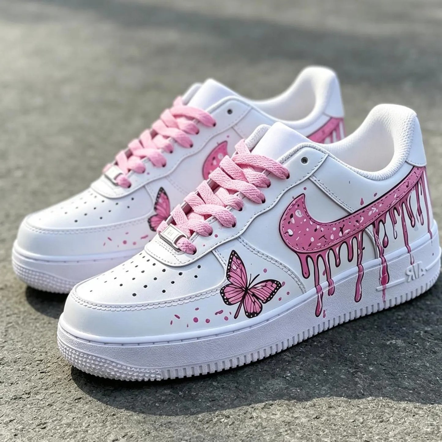 Custom Sneaker Pink Drip & Butterfly