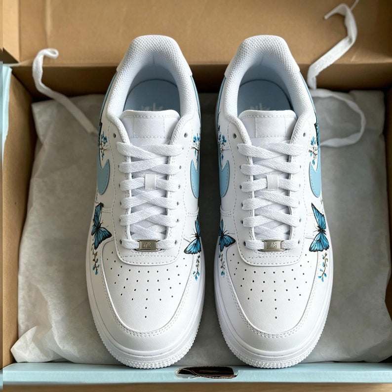 Custom Sneaker Air Force Blue Butterfly