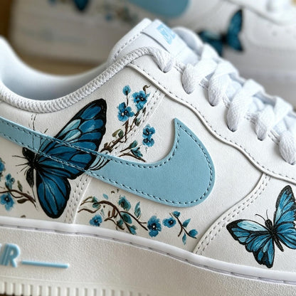 Custom Sneaker Air Force Blue Butterfly