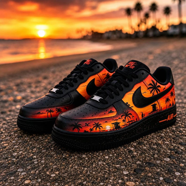 Custom Sneaker Air Force Sunset Beach