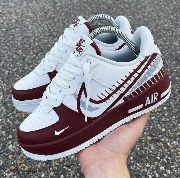 Custom Sneaker Maroon and White