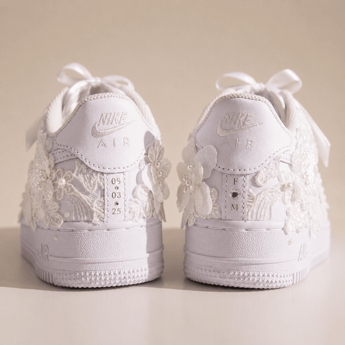 Personalized Floral Lace Initials & Wedding Date Bridal Sneaker - bridal custom sneaker