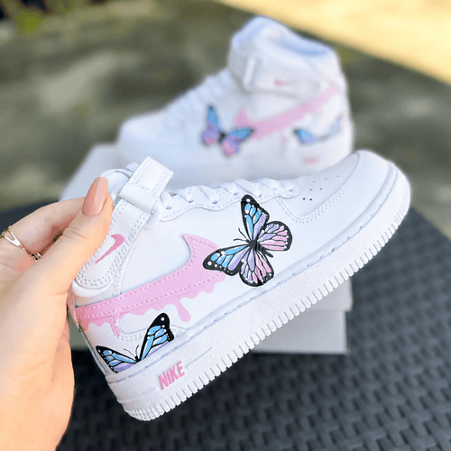 Custom Sneaker Pink Butterfly Drip Lava