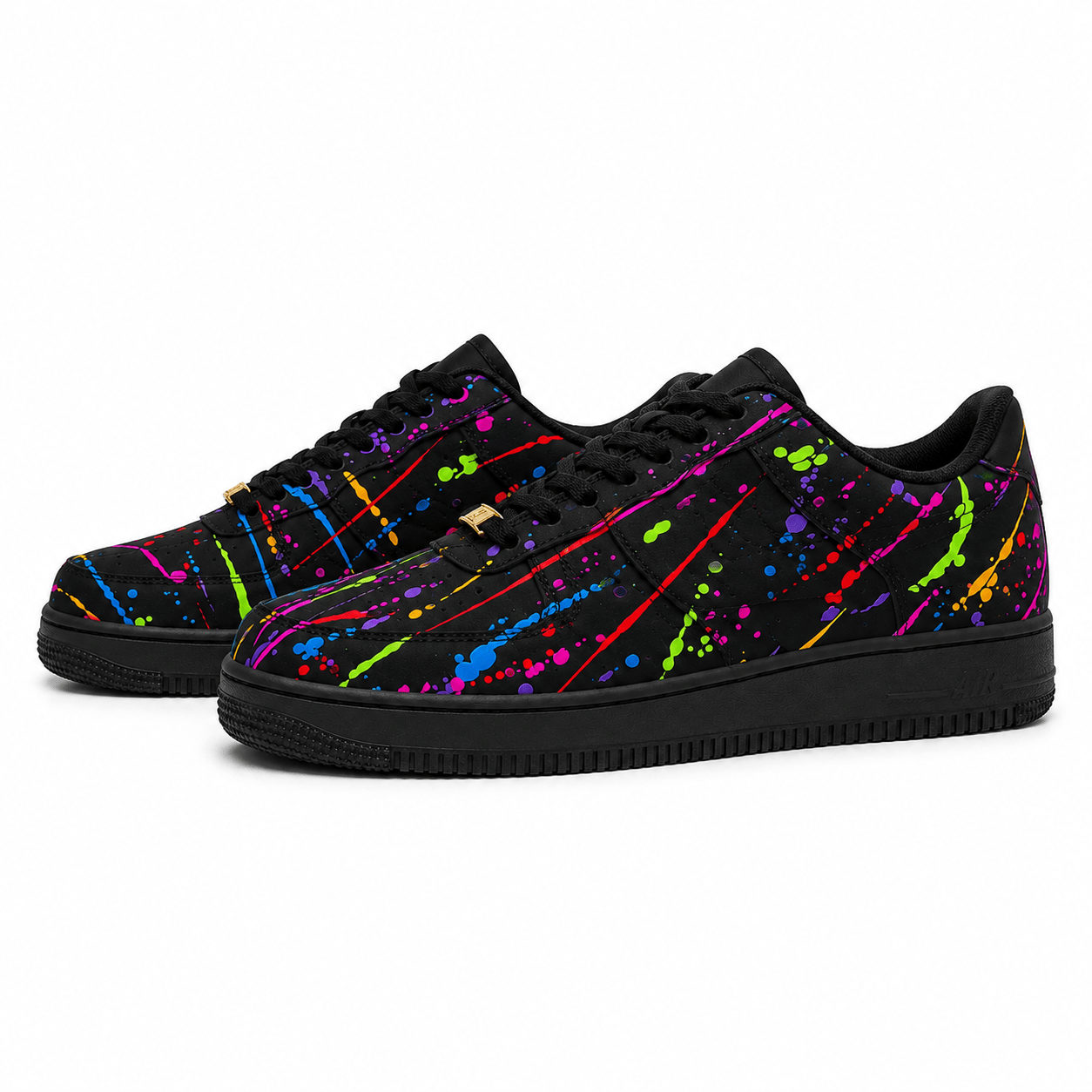 Custom Sneaker Midnight Neon Splatter