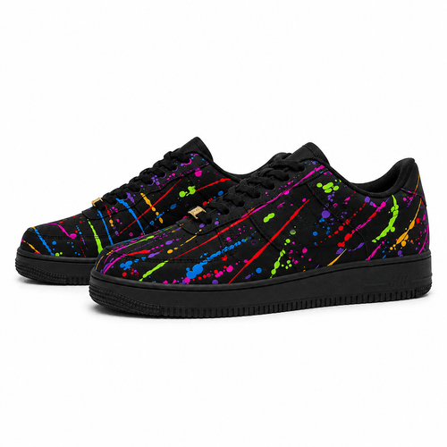 Custom Sneaker Midnight Neon Splatter
