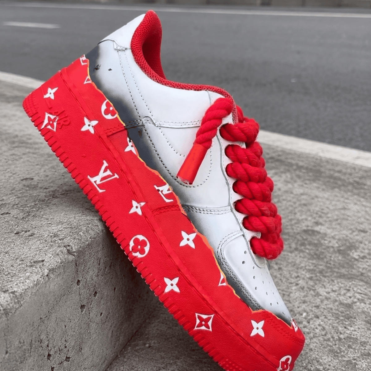Custom Sneaker Red Smoke Rope Lace