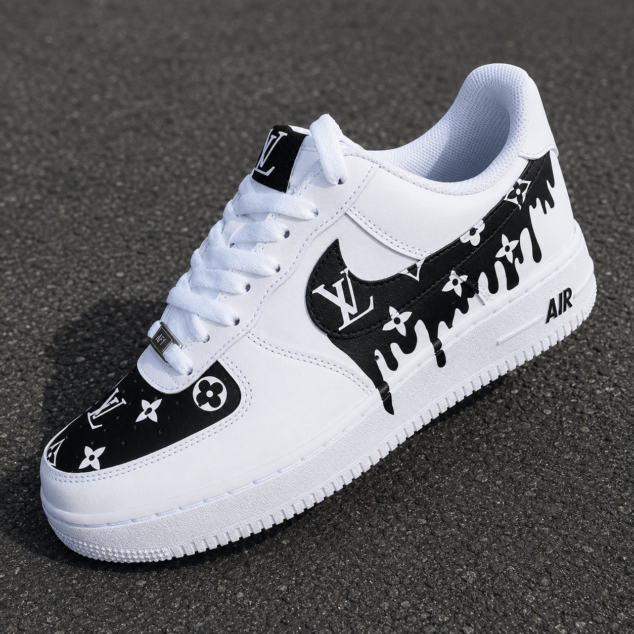 Custom Sneaker Black Drip Monogram