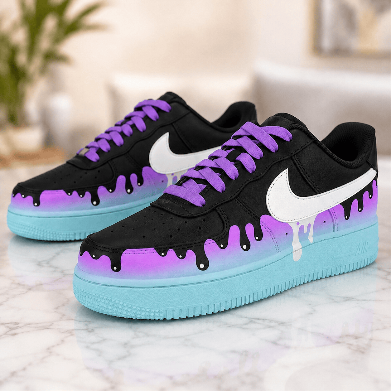 Custom Sneaker Purple Blue Drip