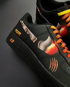 Red Black Orange Flame Flow Claw Marks Custom Air Force 1