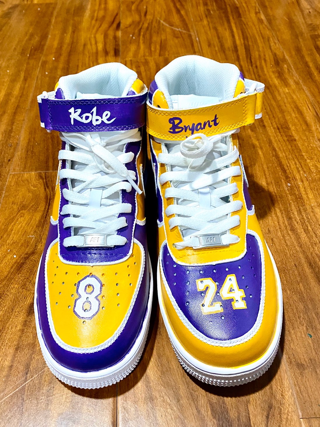 Custom Air Force 1 Purple Yellow Lakers Kobe Mid
