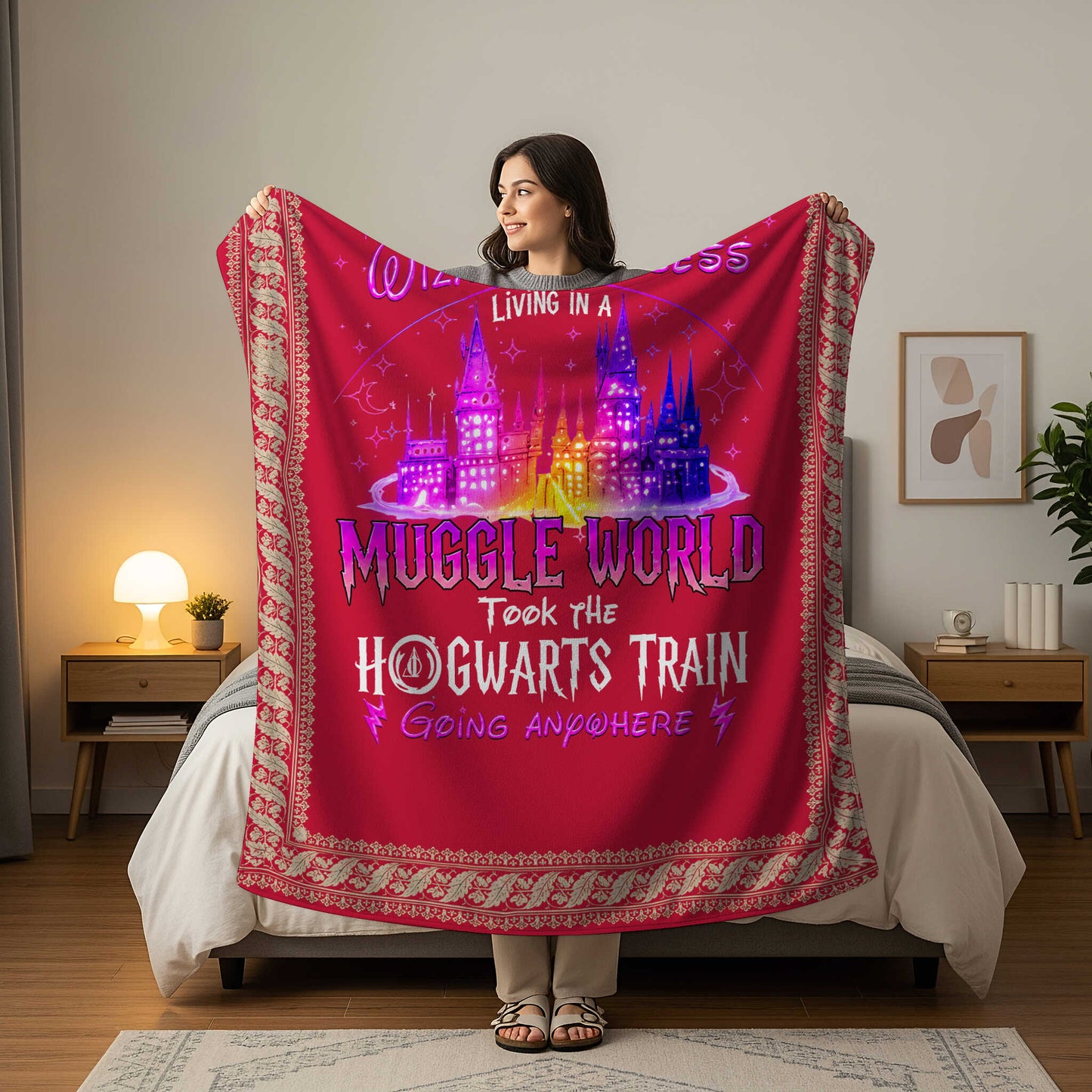Hogwarts Houses Premium Sheepskin Blanket | Harry Potter x Disney - Wizard Princess