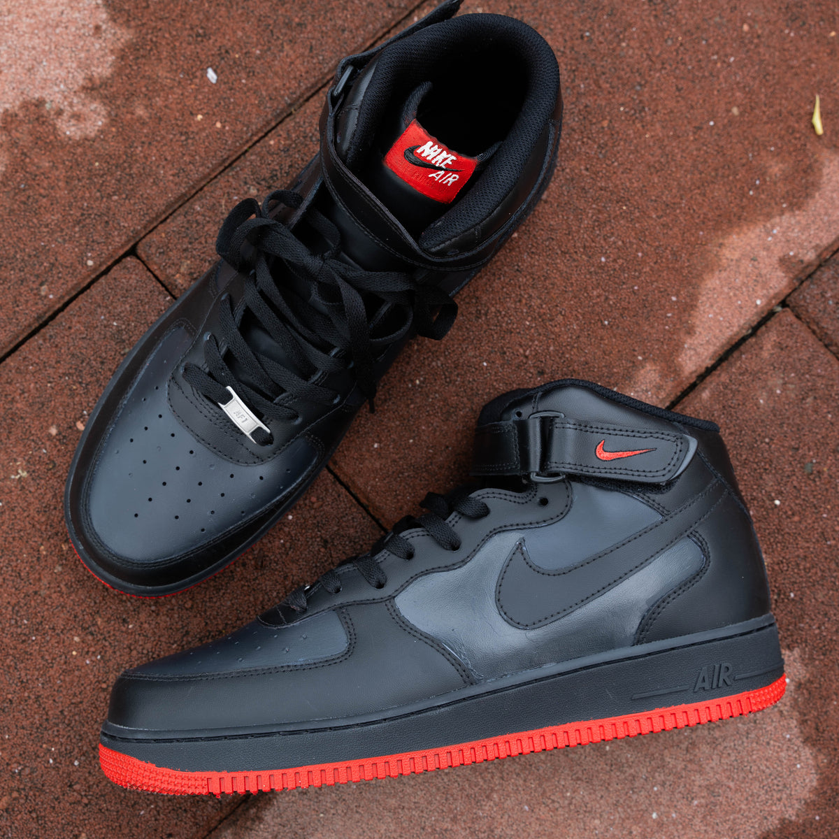 Dull Black Bright Red Custom Air Force 1
