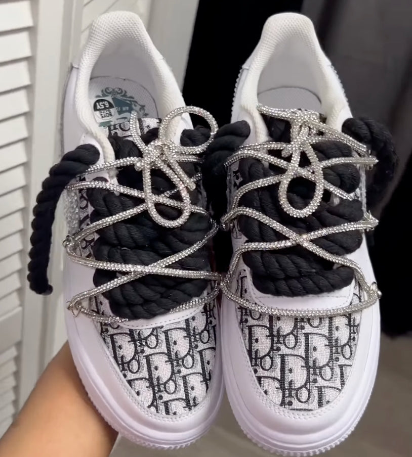 Custom Hand Painted Rhinestone Air Force 1 Sneakers