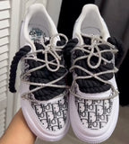 Custom Hand Painted Rhinestone Air Force 1 Sneakers