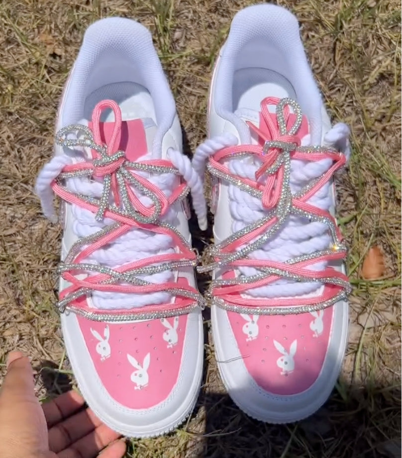 Hand Painted Pink Rhinestone Custom Air Force 1 Sneakers