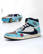 Navy Blue Brown Black Reverse Logo Custom Air Jordan 1