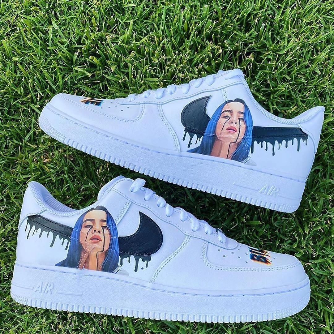 Cartoon Role Dripping Black Blue Custom Nike Air Force 1