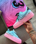 Pink Blue Gradient Hand Painted Custom Air Force 1 Sneakers