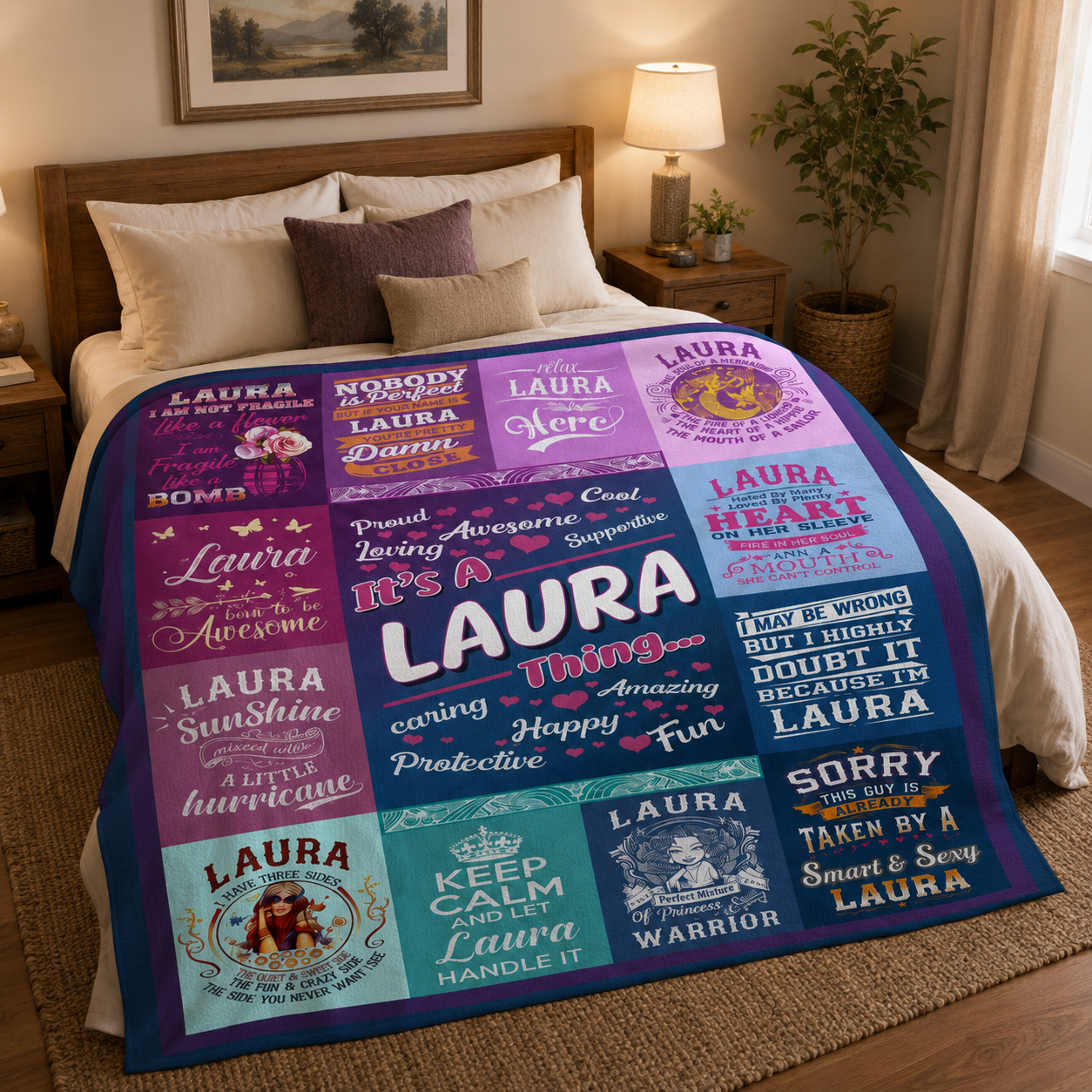 Laura Premium Sheepskin Blanket - Personalized “It’s A Laura Thing” Gift