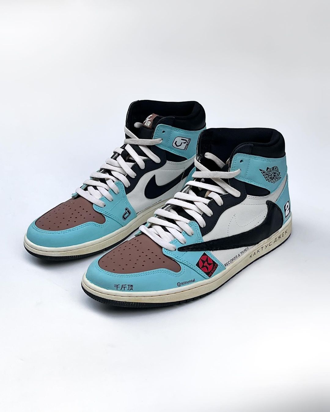 Navy Blue Brown Black Reverse Logo Custom Air Jordan 1