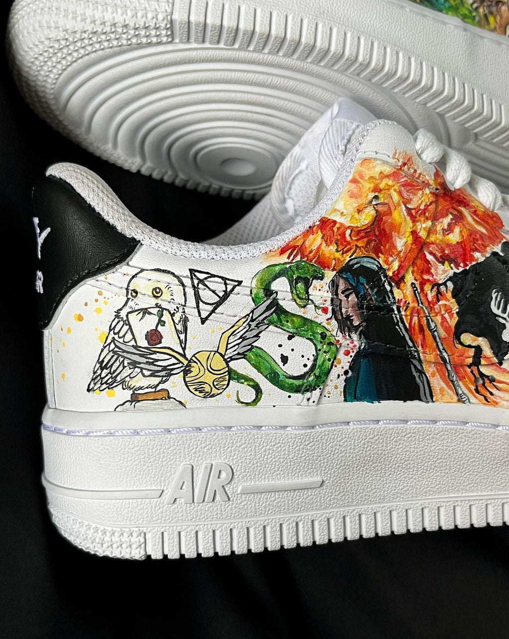 Cartoon Castle Phoenix Orange Black Green Custom Air Force 1
