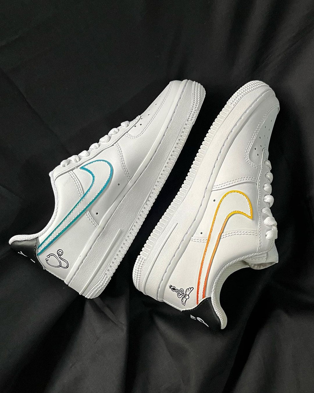Cartoon Castle Phoenix Orange Black Green Custom Air Force 1