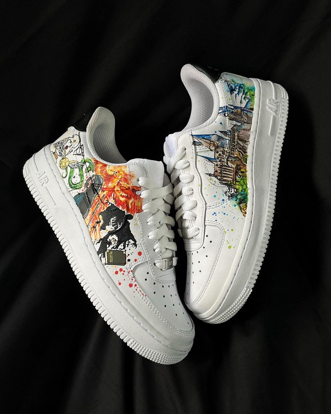Cartoon Castle Phoenix Orange Black Green Custom Air Force 1