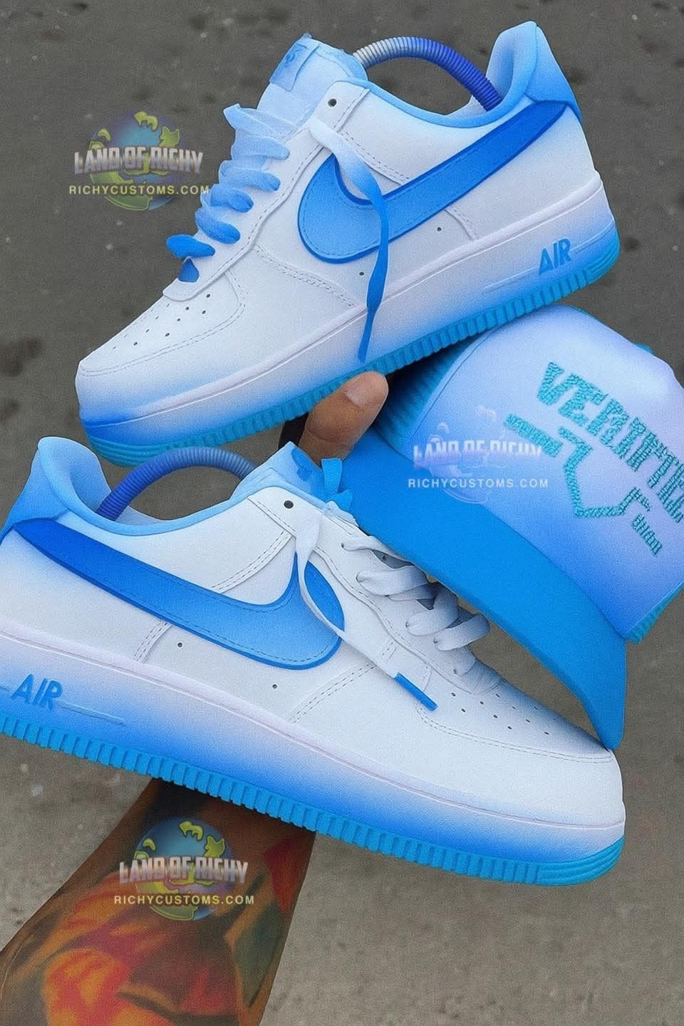 Hand Painted Blue Ombre Custom Air Force 1 Sneakers