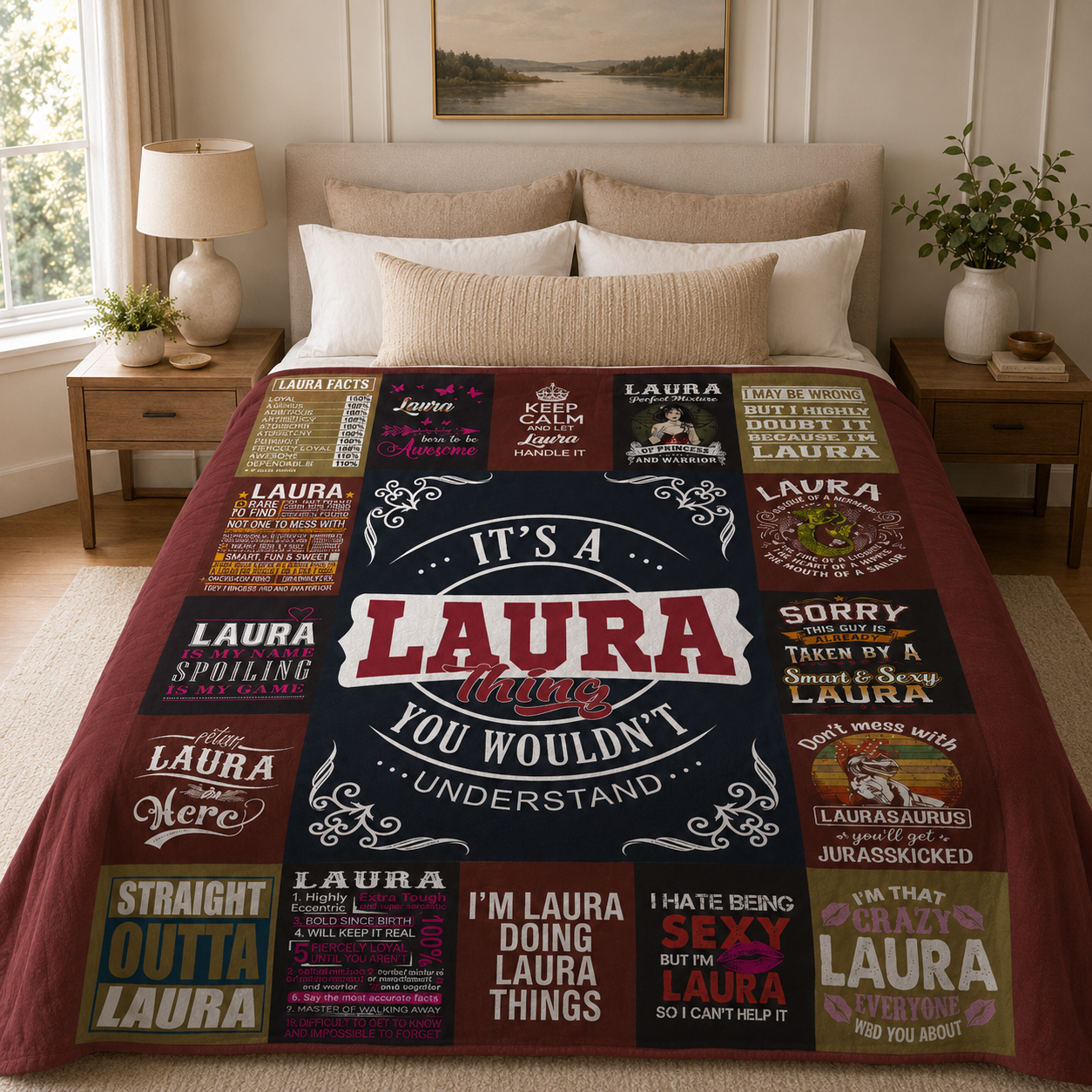 Laura Premium Sheepskin Blanket - Personalized Custom Name Gift