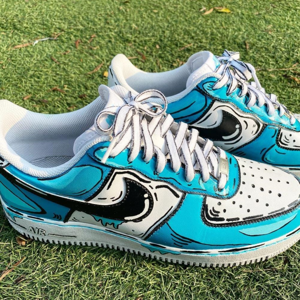 Blue Cartoon Drip Custom Air Force 1