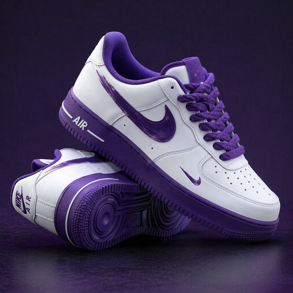 Hand Painted Purple Custom Air Force 1 Sneakers