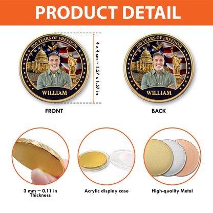 USA 250 Years Of Freedom Commemorative Coin | Patriotic Celebration 4th Of July Coin