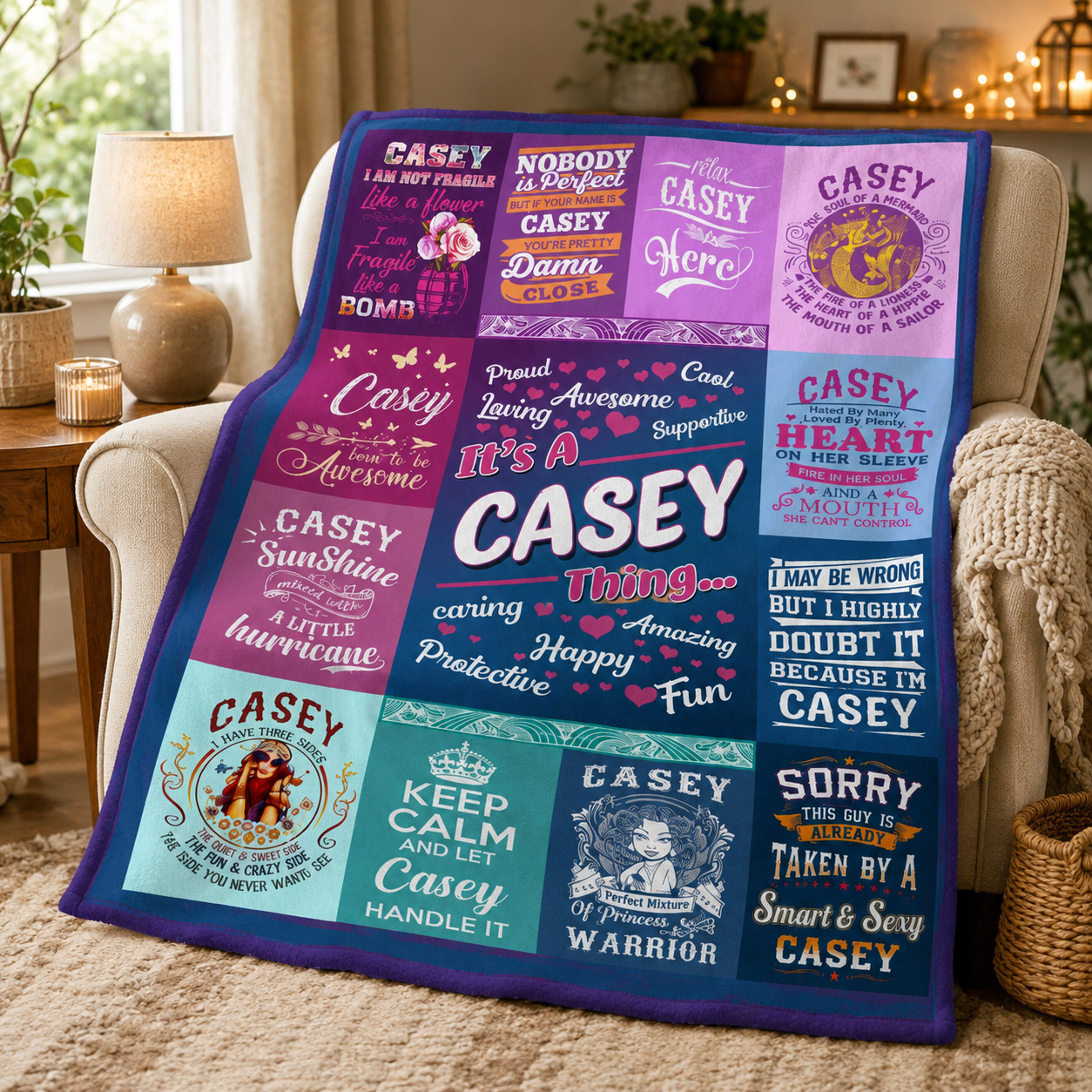 Casey Premium Sheepskin Blanket - Personalized “It’s A Casey Thing” Gift