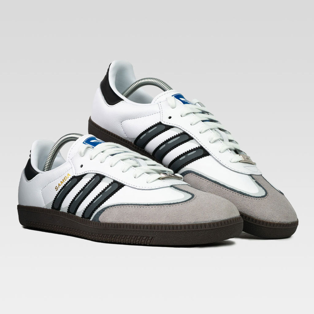 Vintage Black White Gray Custom Adidas Samba